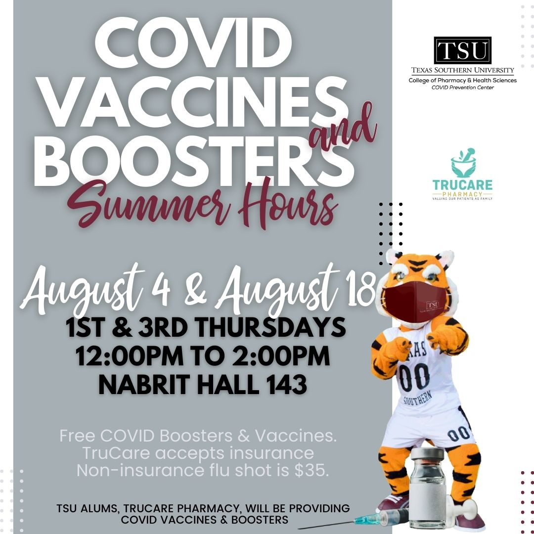 TSU COVID Vaccine Schedule August 2022