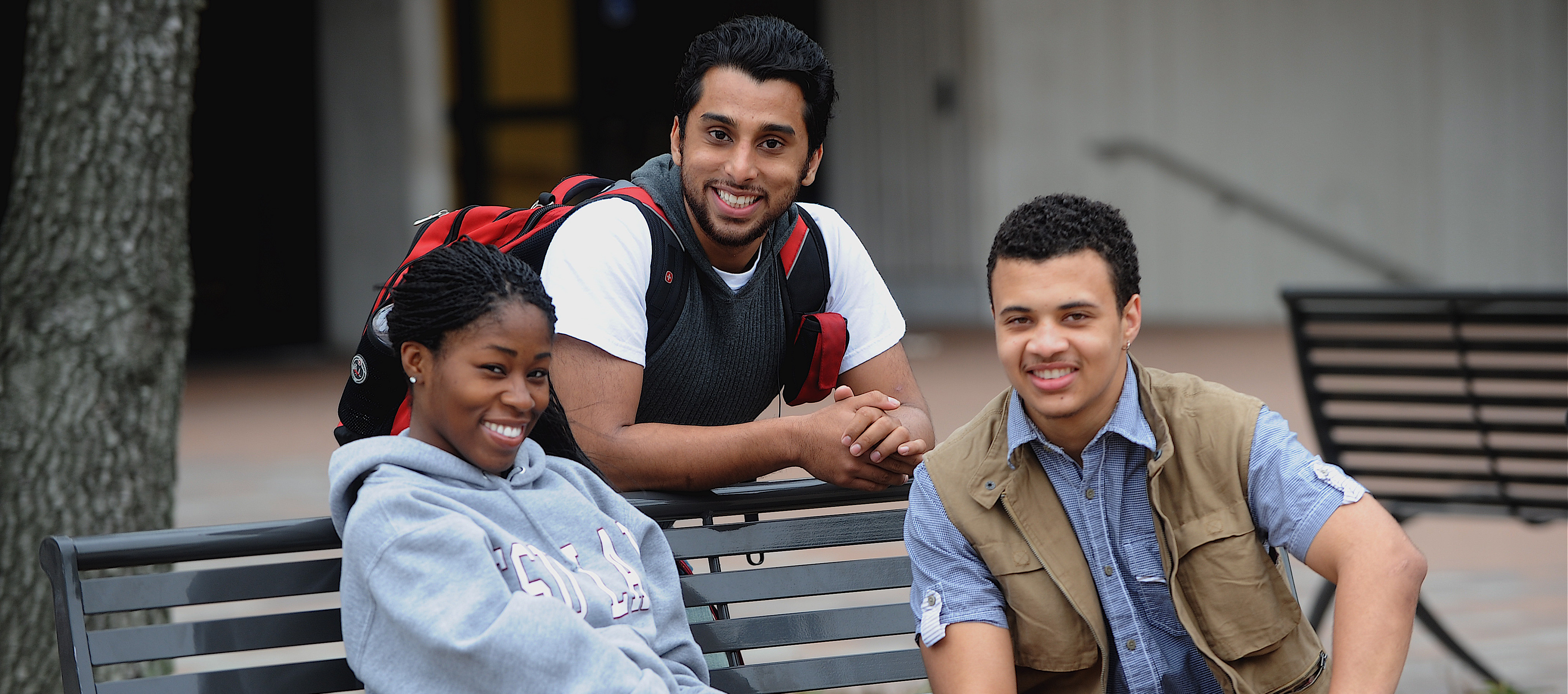 Three students at the bench