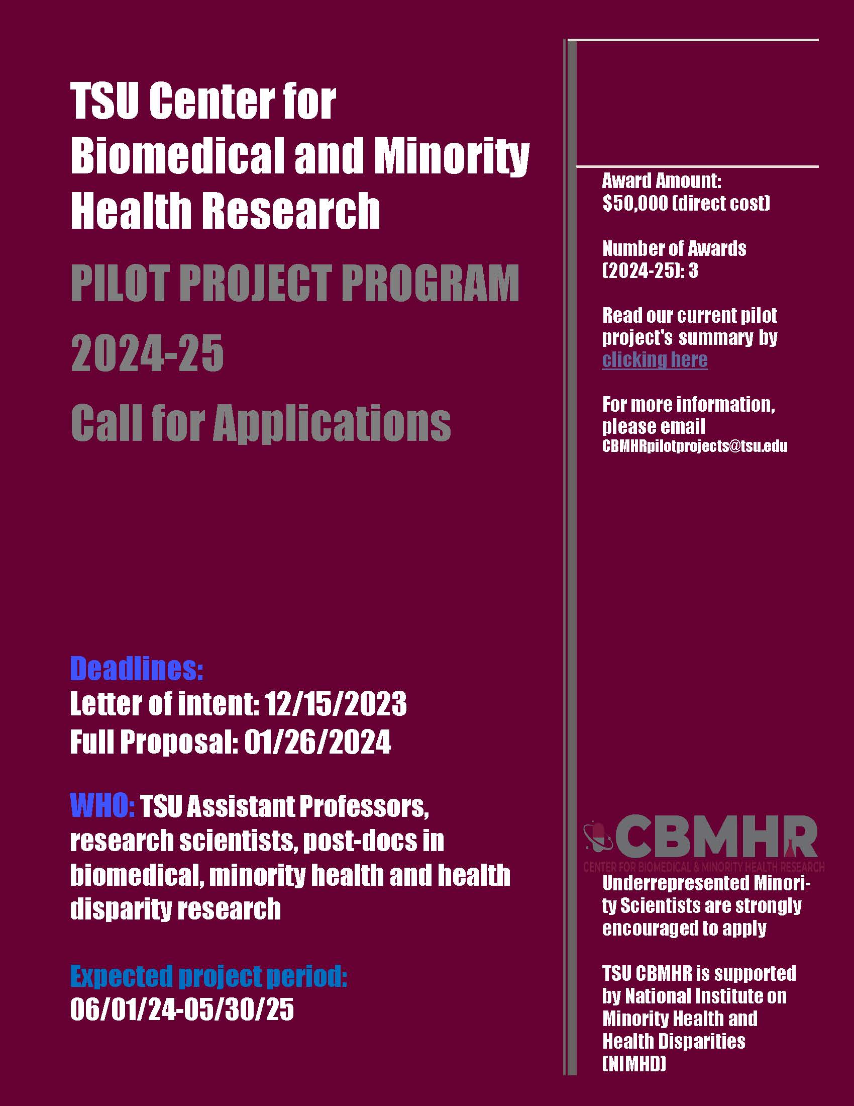 CBMHR Pilot Project Program
