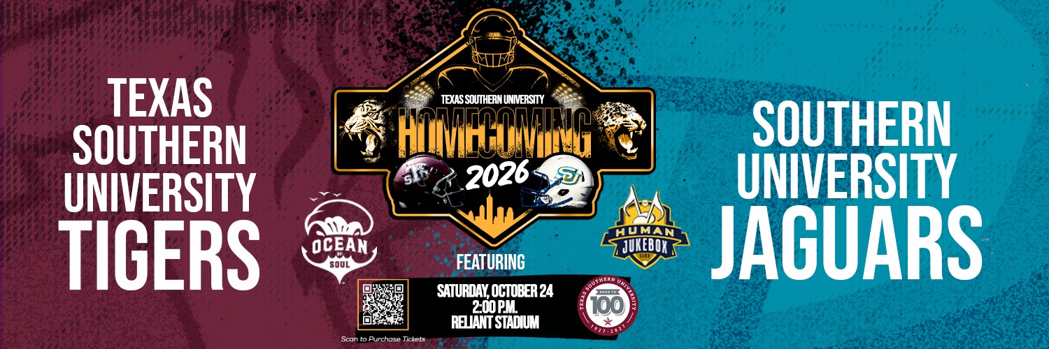 Texas Southern University, Homecoming 2026, Texas Southern University Tigers vs Southern University Jaguars, Saturday October 24, 2pm, Reliant Stadium
