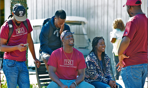 Students taking in front of Student Service Center